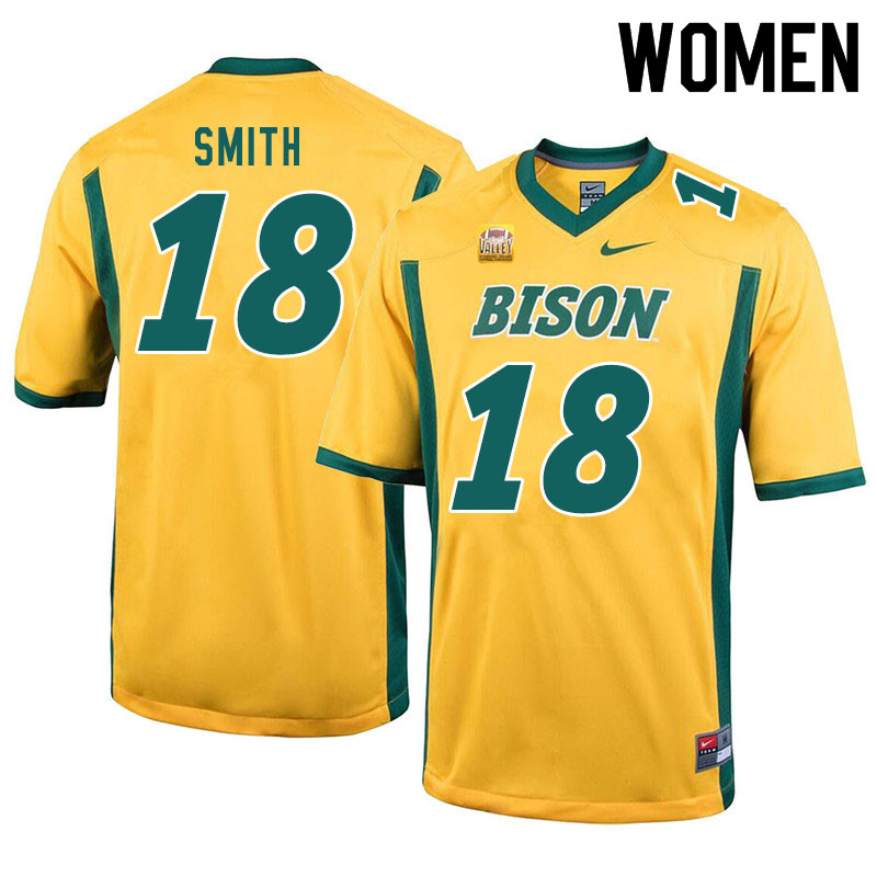Women #18 Cam Smith North Dakota State Bison College Football Jerseys Sale-Yellow - Click Image to Close